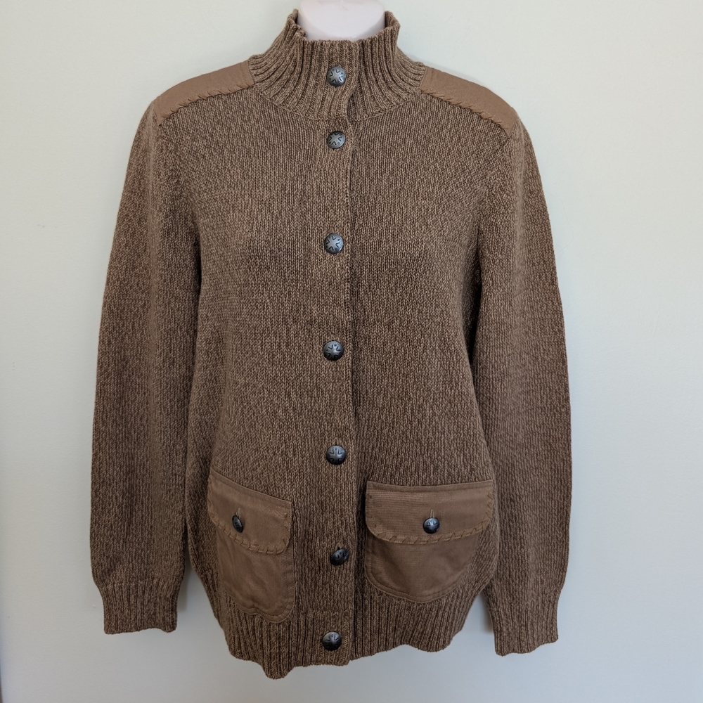 Lauren Ralph Lauren Knit Cardigan Sweater XL  Tan Brown